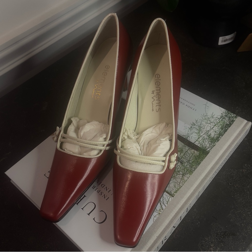 Vintage Elements by Nina Red Leather Heels – Size 7.5 – Never Worn - Picture 2 of 7